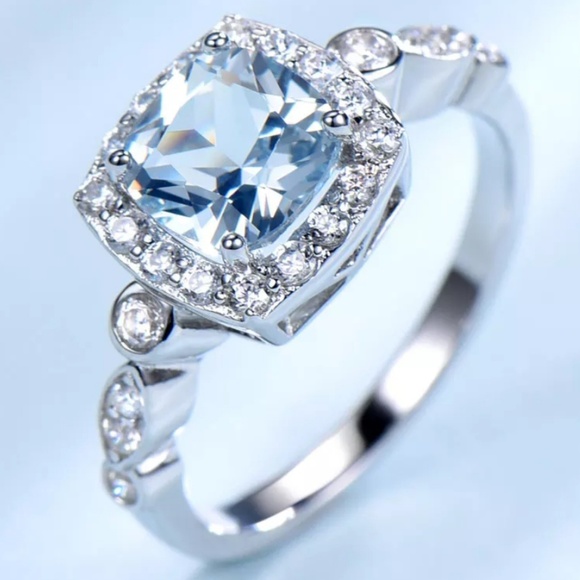 Sterling silver blue topaz ring, S925 sterlingring - Picture 3 of 4